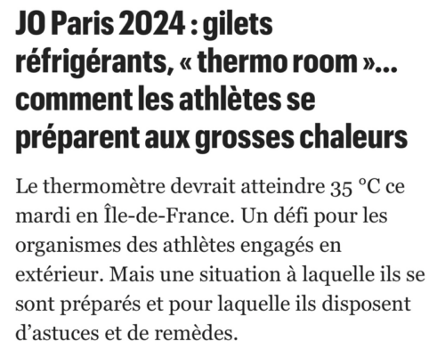 JO Paris 2024 – Article dans Le Parisien